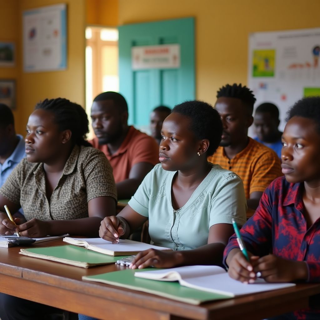 Financial education workshop with diverse Ghanaian participants
